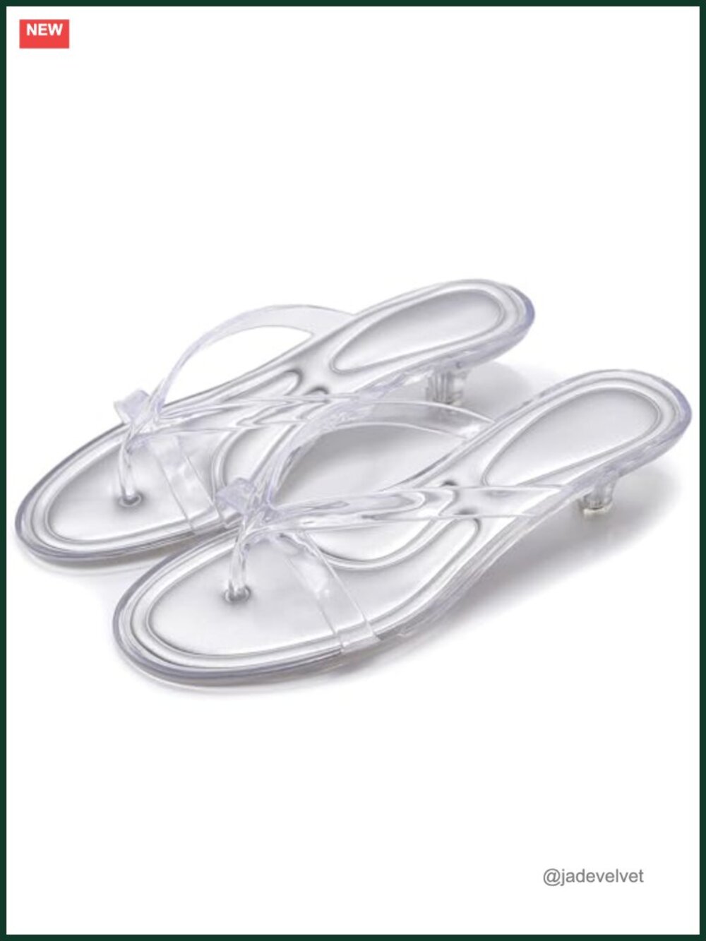Jelly Clear Low Heeled Thong Sandals Square Toe Kitten Heel Slip On Summer
